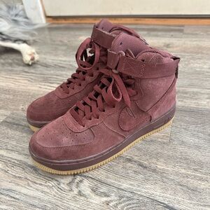 Nike AF1 Purple/Burgundy Suede Leather High-Top Sneakers Size 6.5Y